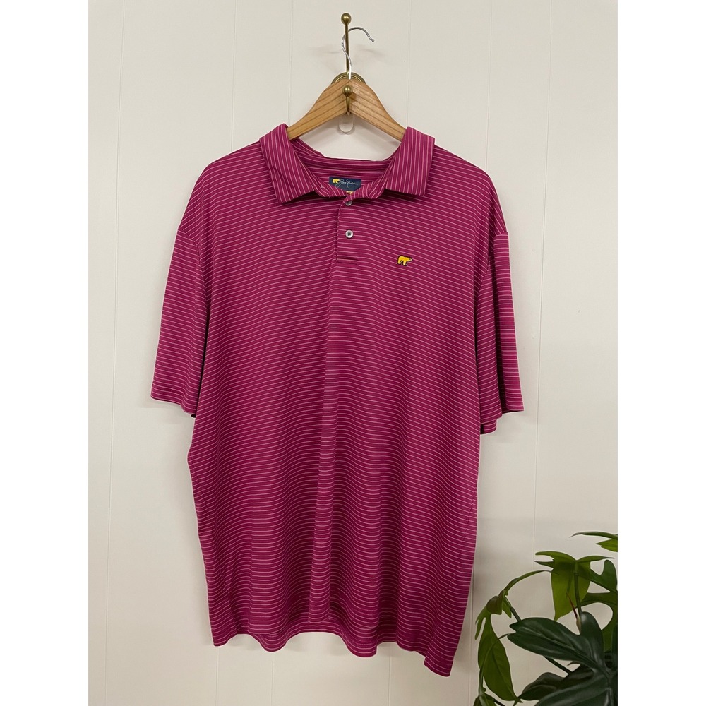 Jack Nicklaus Golden Bear Mens XXL Pink Striped Performance Golf Polo Shirt